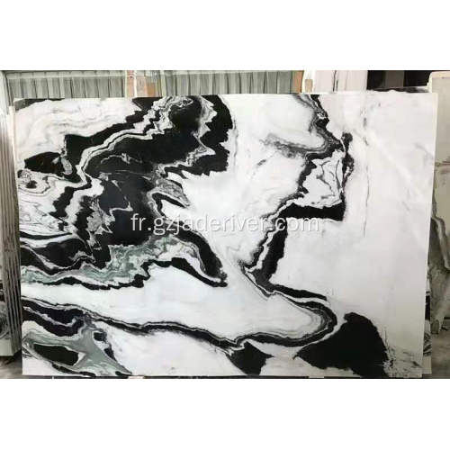 Panda White Marble Stone avec des veines noires